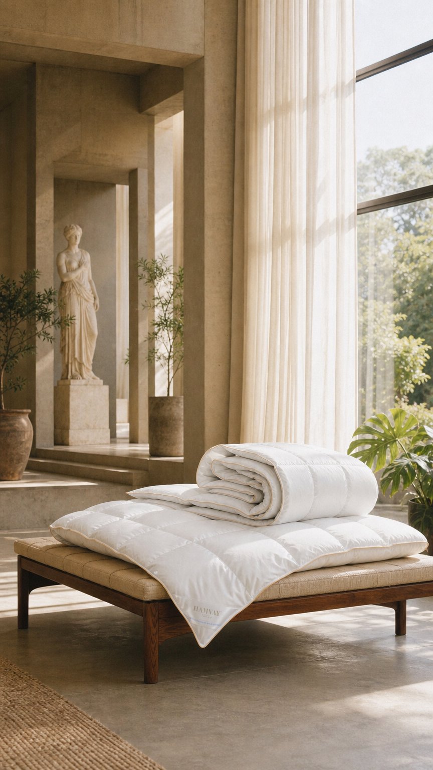 AI product shot of Luxury Hungarian Goose Down Duvet, white down – PureDelight