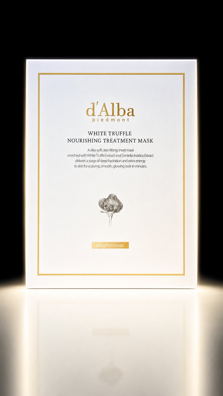 AI product shot of d'Alba White Truffle Nourishing Treatment Mask 25ml*5packs