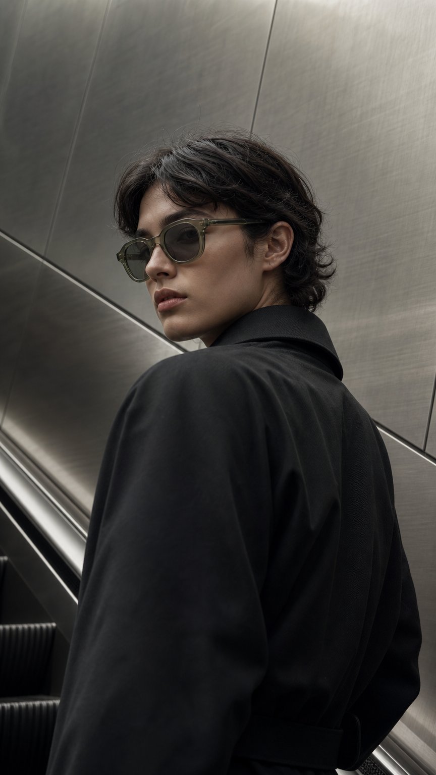 AI product shot of Custom Logo Mazzucchelli Acetate Sunglasses New Thick Frame in Green and Gray Handmade Italian Polish Round Bold Sun Glasses