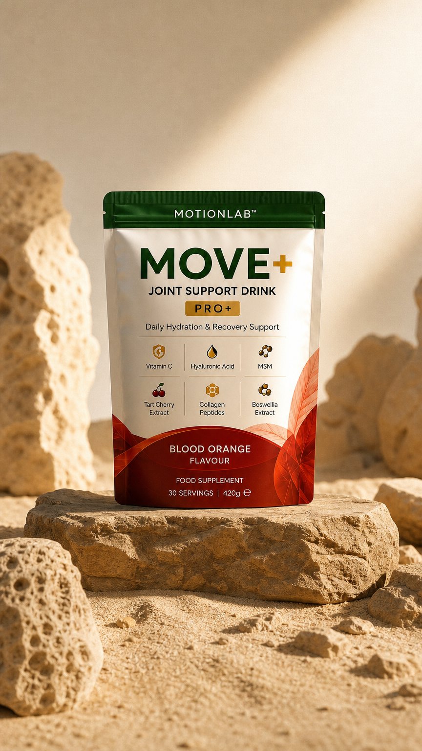 AI product shot of MOVE PRO+ - Blood Orange