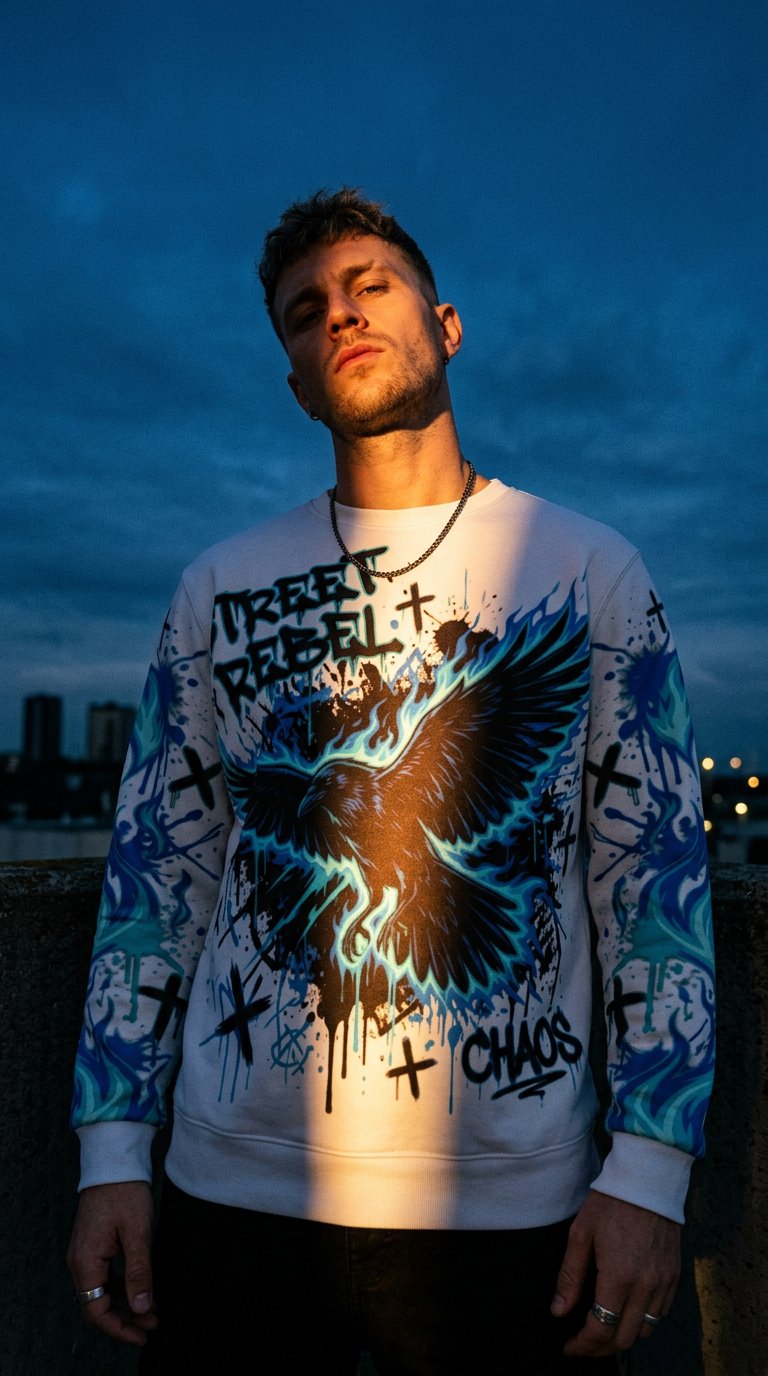 AI product shot of "Street Rebel" Sweatshirt