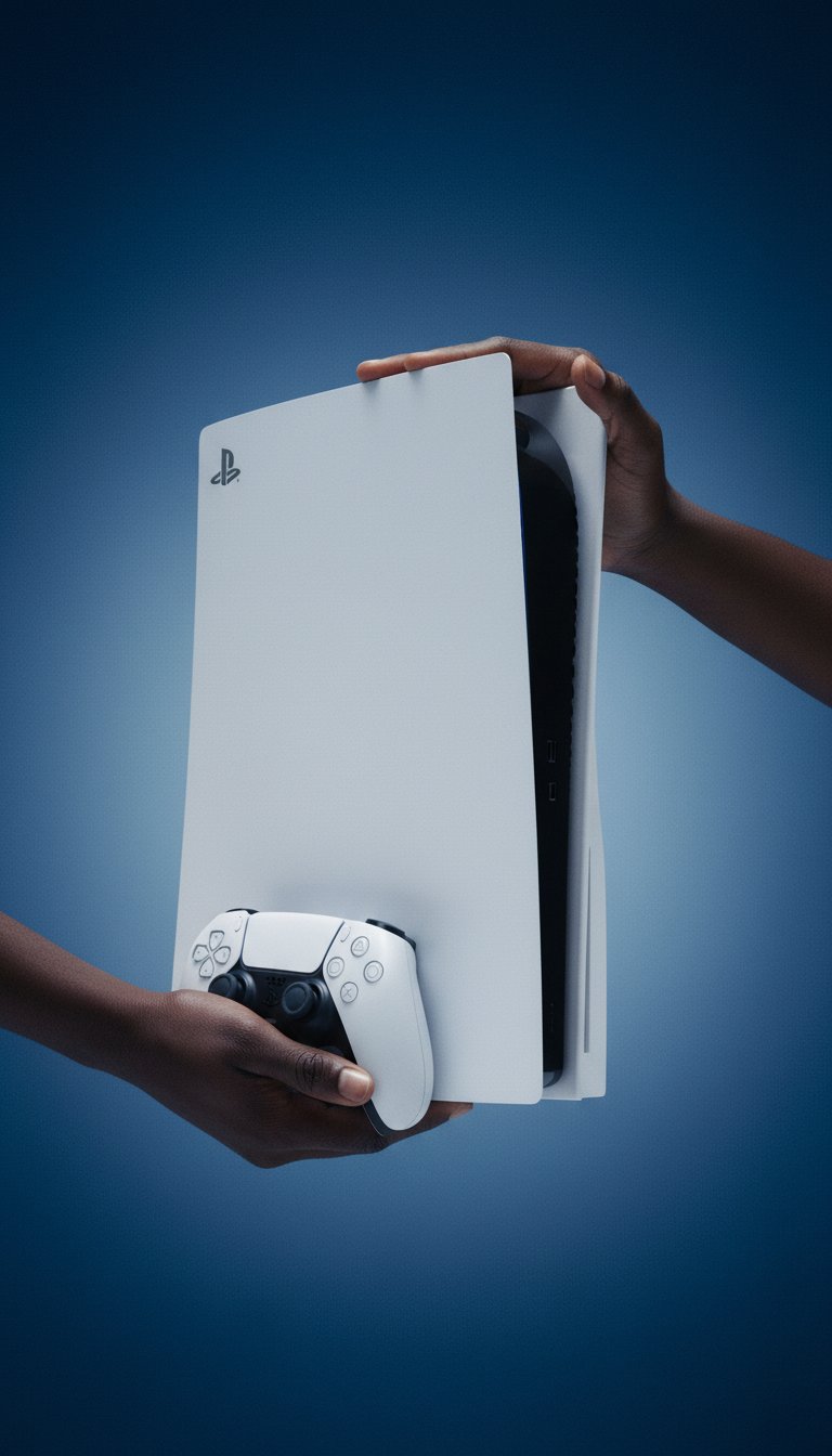 AI product shot of სათამაშო კონსოლი