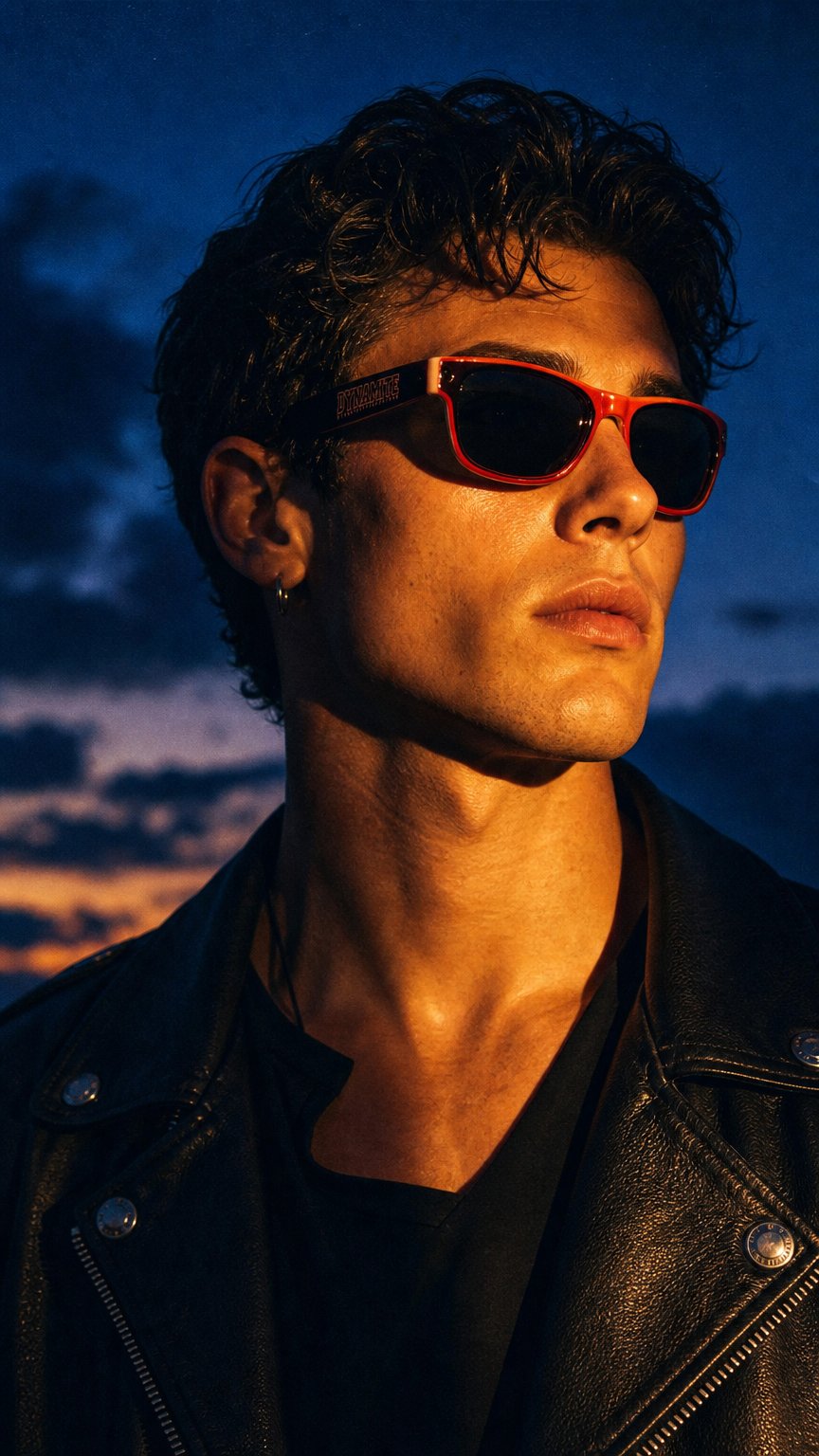 AI product shot of Dynamite Forever Sunglasses Stealth Black Red Shades Skateboard Eyewear