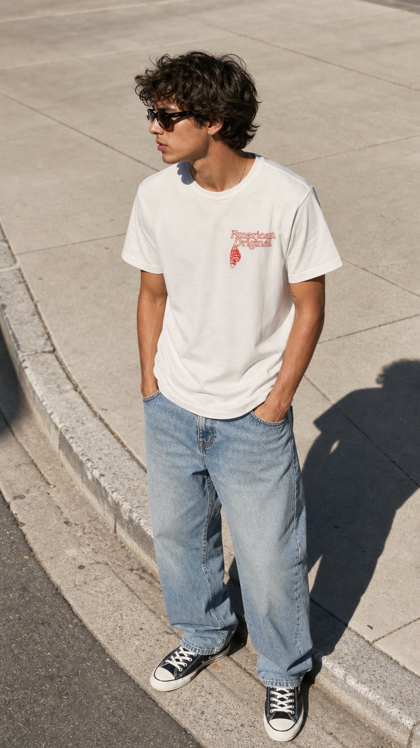 AI product shot of American Original (Mint Green with Red) T-shirts