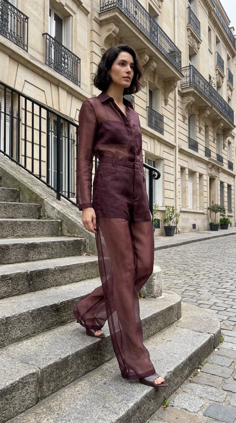 AI product shot of FEDERICA TOSI Organza Wide leg Pants