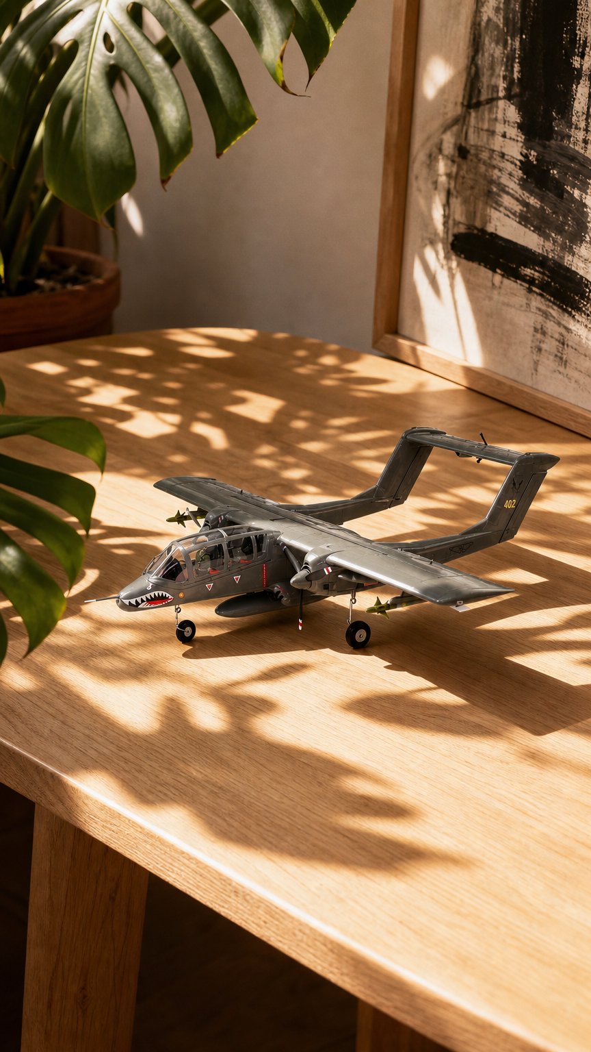 AI product shot of E-flite Micro OV-10 Bronco BNF Basic Electric Airplane (645mm) w/AS3X & SAFE Technology