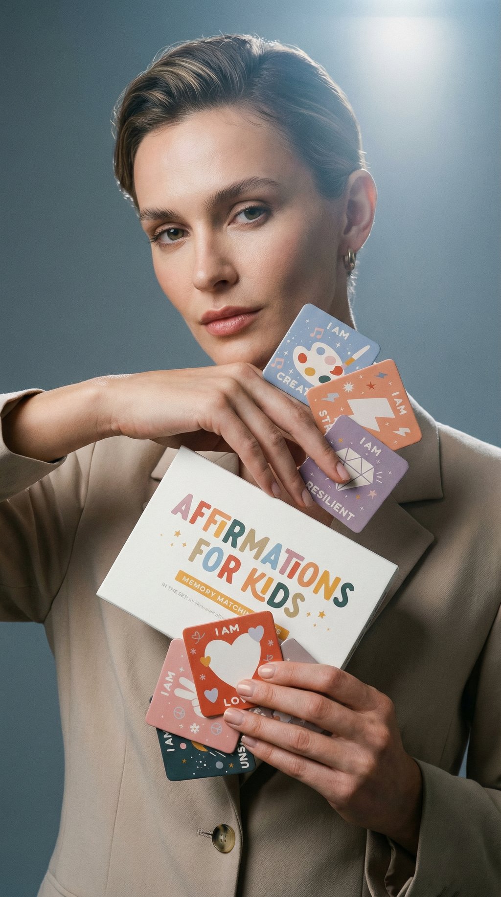 AI product shot of Affirmations for Kids Memory Matching Game