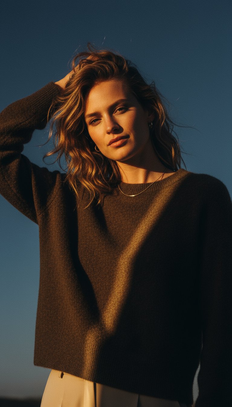 AI product shot of Wool Yak Crewneck Sweater