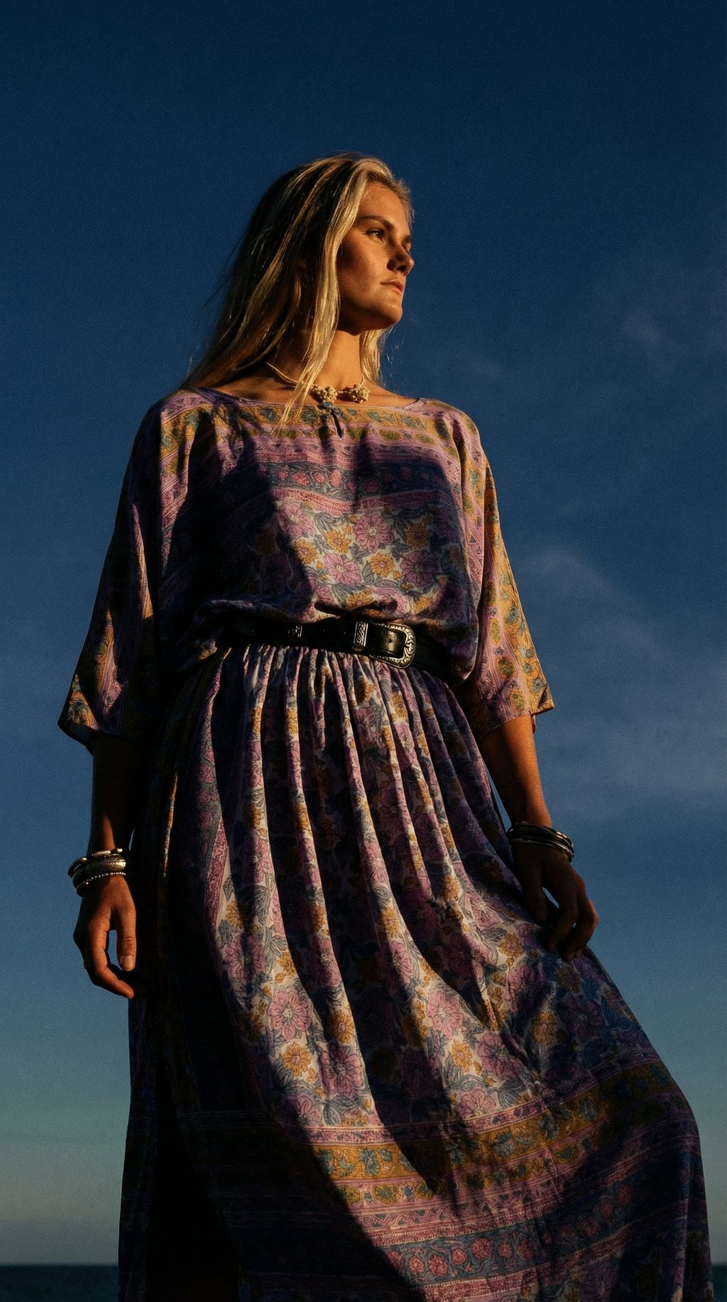 AI product shot of Salix Silk Kaftan Dress