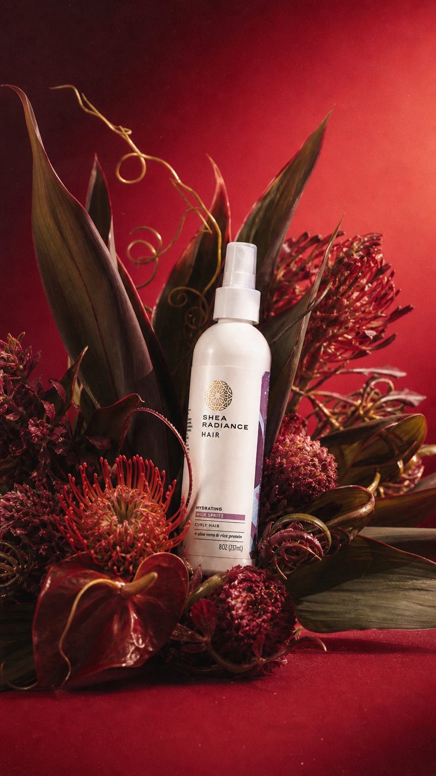 AI product shot of Moisturizing Hair Milk Spritz – Leave-In Conditioner for Natural & Curly Hair