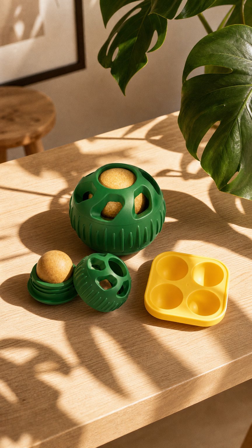 AI product shot of Schleckspielzeug für Hunde aus Gummi