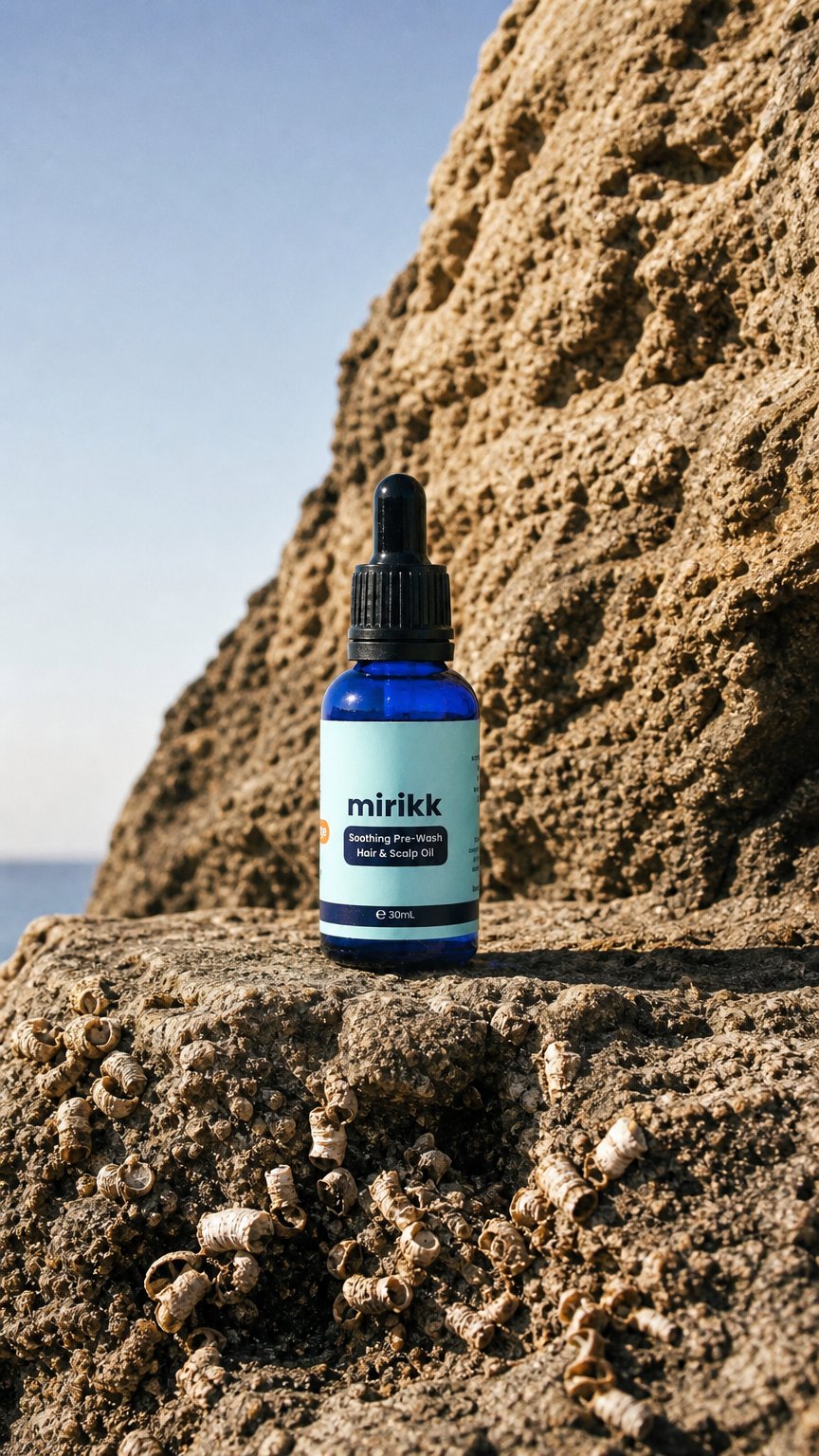 AI product shot of Sweet Orange Soothing Pre-Wash Hair and Scalp Oil
