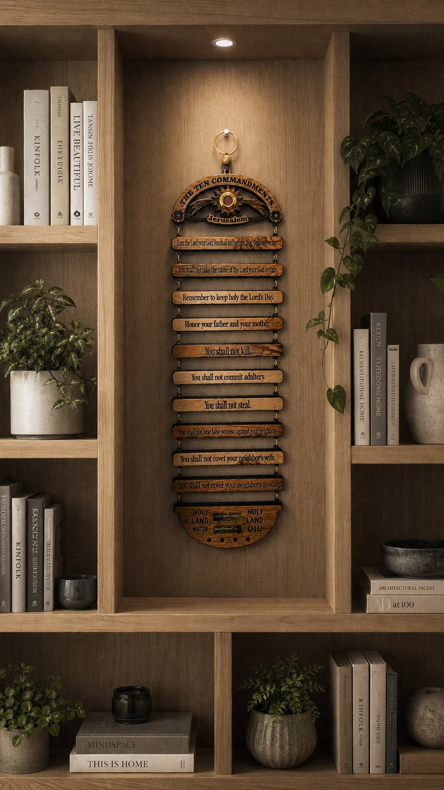 AI product shot of Ten Commandments from the Holy Land Wall Hanging