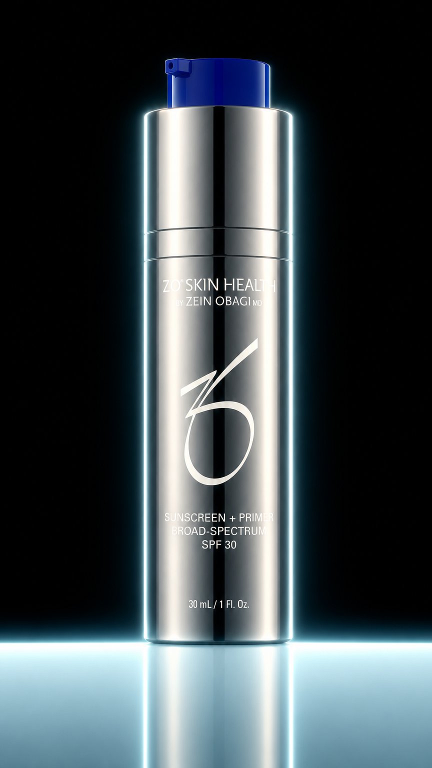 AI product shot of ZO Sunscreen + Primer SPF 30
