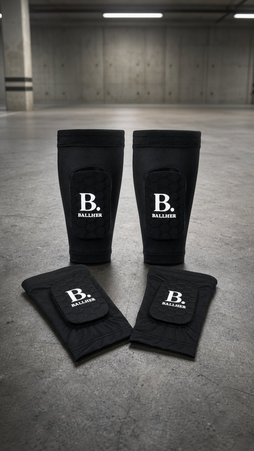 AI product shot of Black Shin Pads