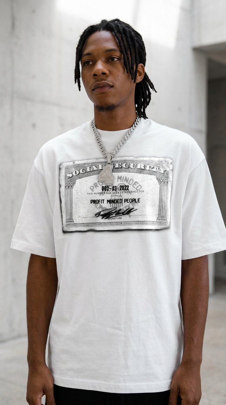 AI product shot of SSN TSHIRT