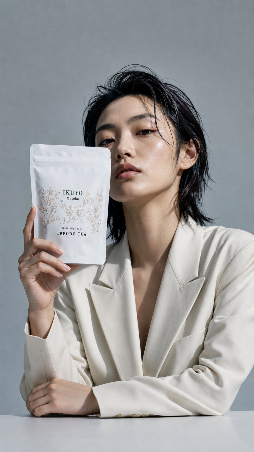 AI product shot of Ippodo Tea Ikuyo 100g - Japanese Ceremonial Matcha
