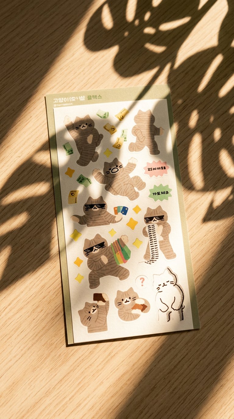 AI product shot of Flex Cat Seal Sticker | Kitty Deco Sticker