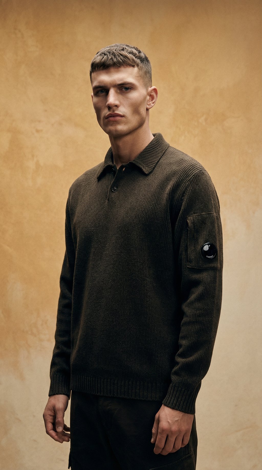 AI product shot of Cotton Chenille Polo Sweater