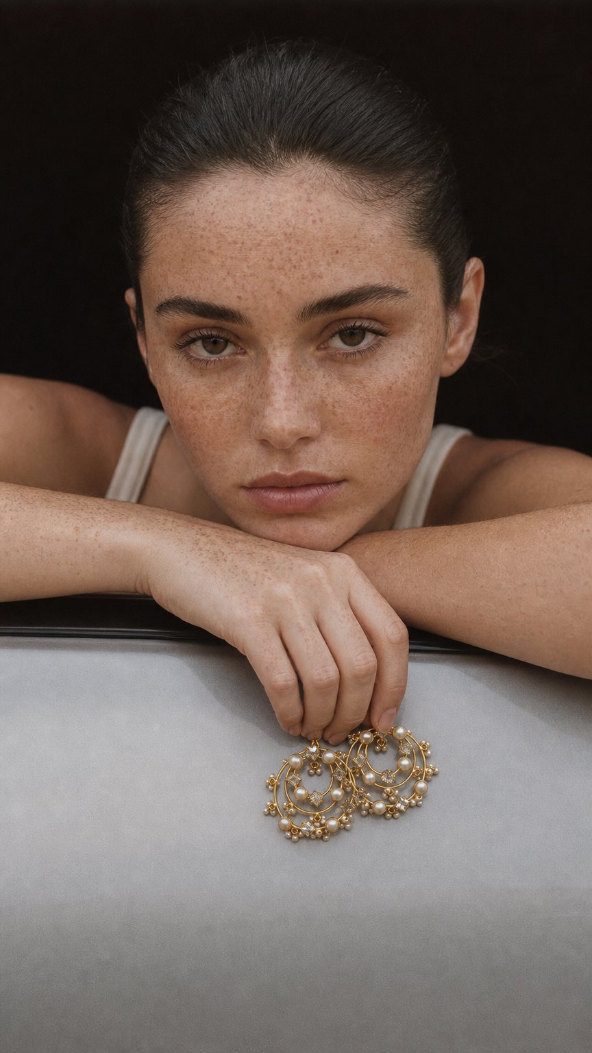 AI product shot of Large Statement Pearl Earrings