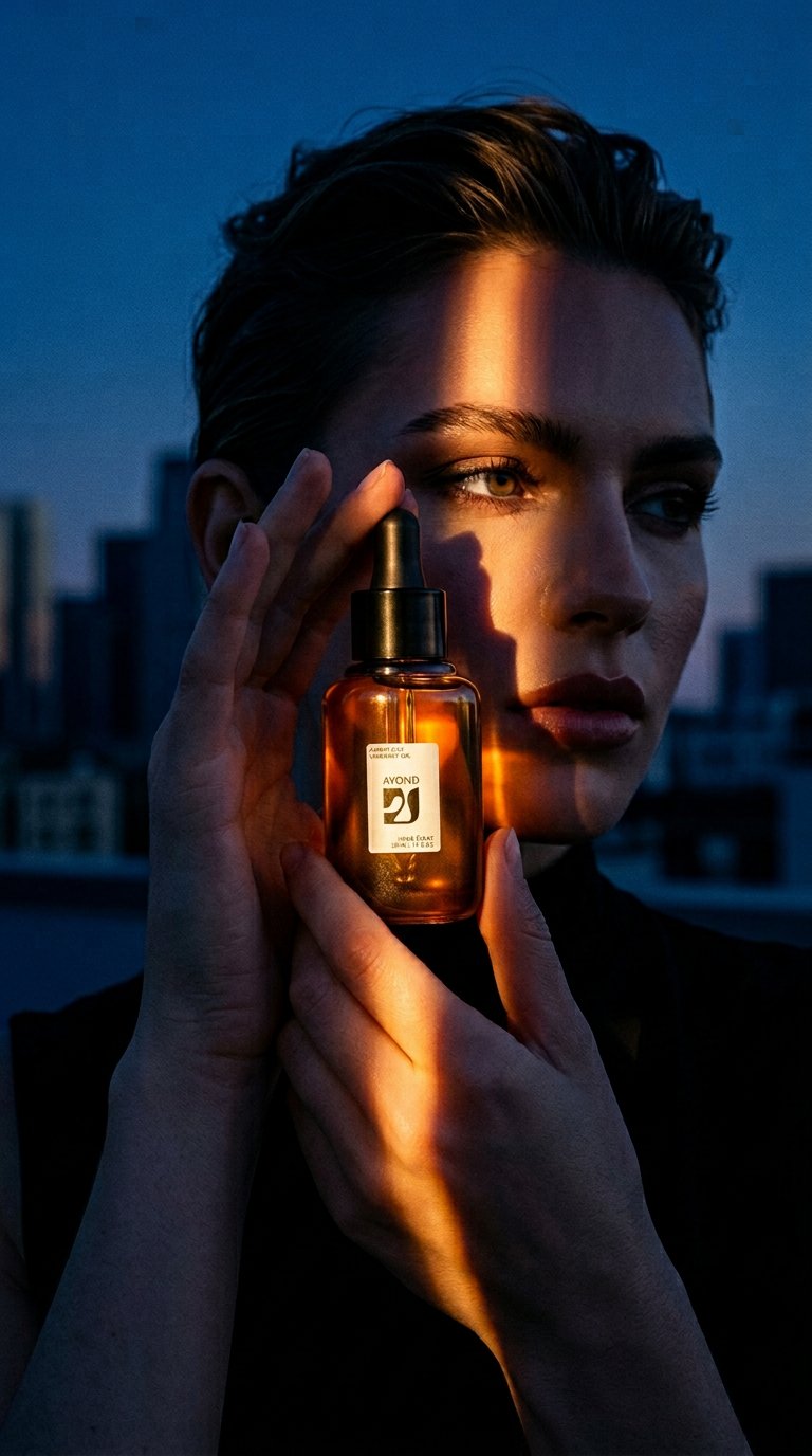 AI product shot of Amber Elix Vibrancy Oil