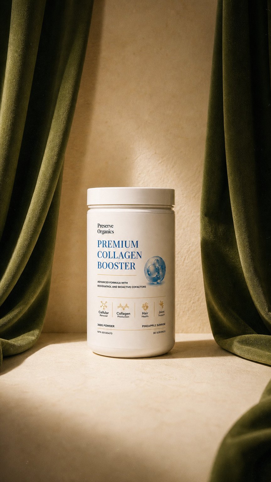 AI product shot of Premium Collagen Booster with Bioactive Cofactors