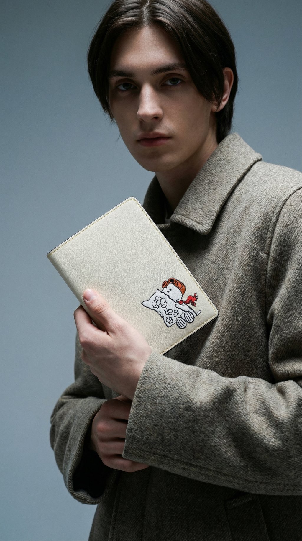 AI product shot of Peanuts Passport Sleeve