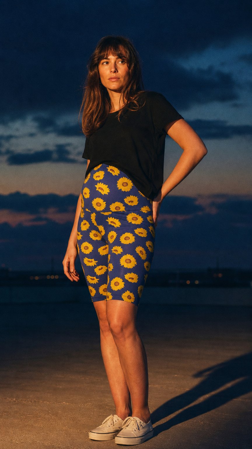 AI product shot of Biker Short Grossesse Tournesols Coton Bio
