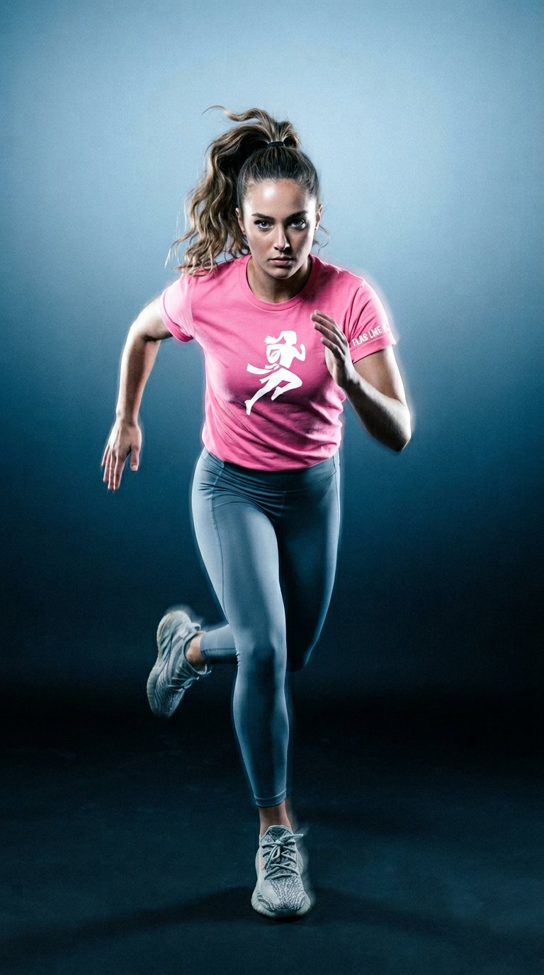 AI product shot of Flag Like A Girl Womens Short Sleeve T-Shirt (Pink)