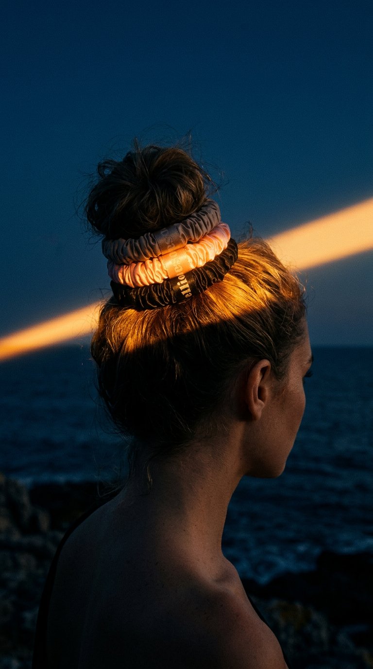 AI product shot of Elliosa Silk Scrunchies