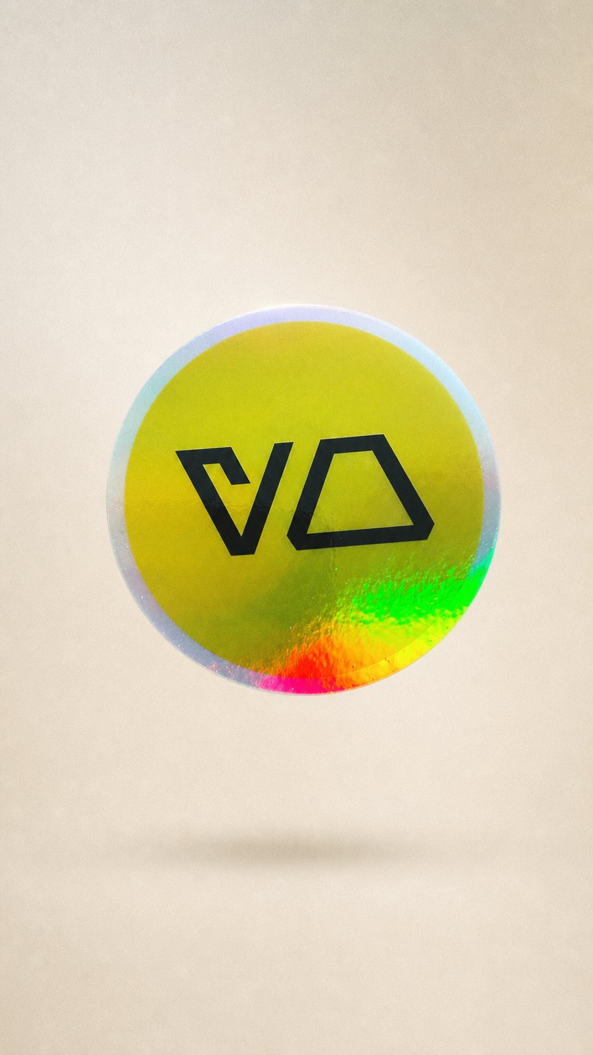 AI product shot of Aurebesh Yo Holo Sticker