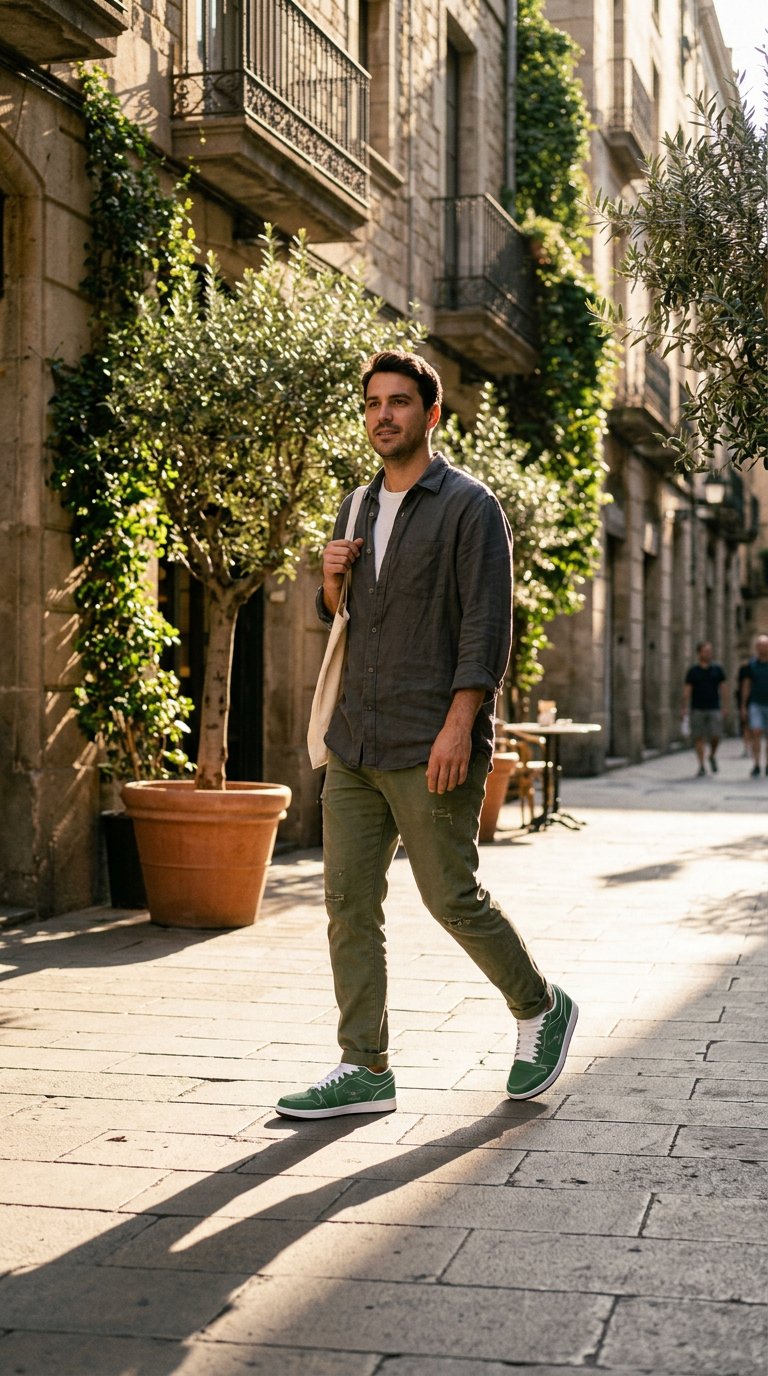 AI product shot of Old School All-Kelly Green Eagles Synthetic Leather Stitching Low-Top Shoes