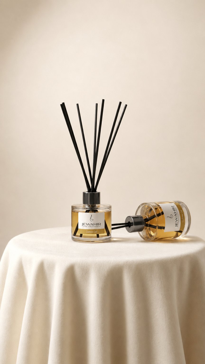 AI product shot of Cashmere Oud Reed Diffuser