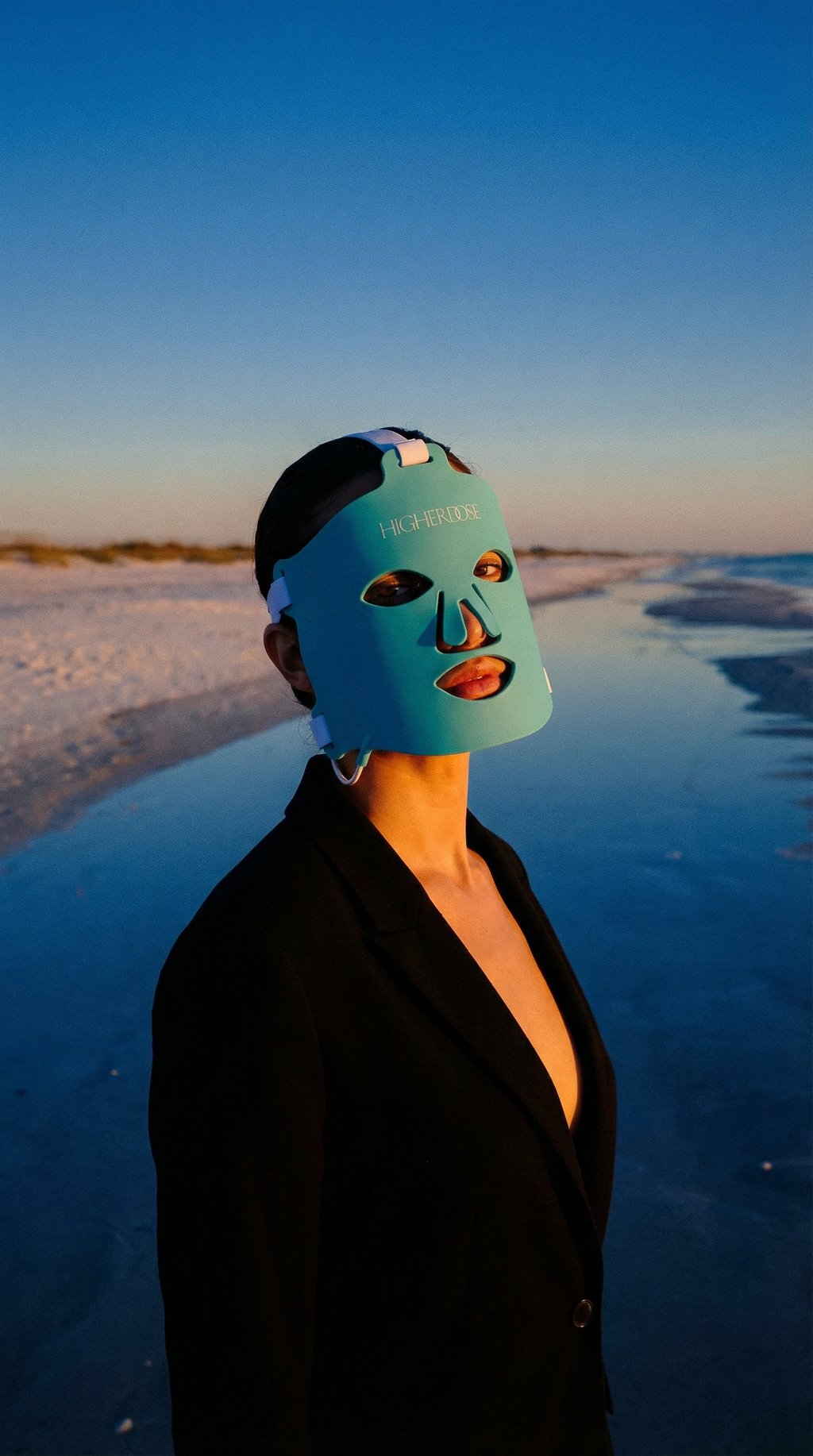AI product shot of Red Light Face Mask