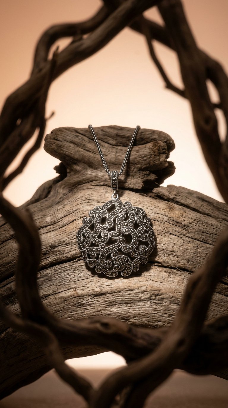 AI product shot of Decorative Vintage Inspired Necklace
