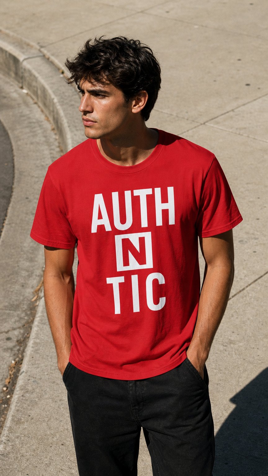 AI product shot of AUTH N TIC unisex tee