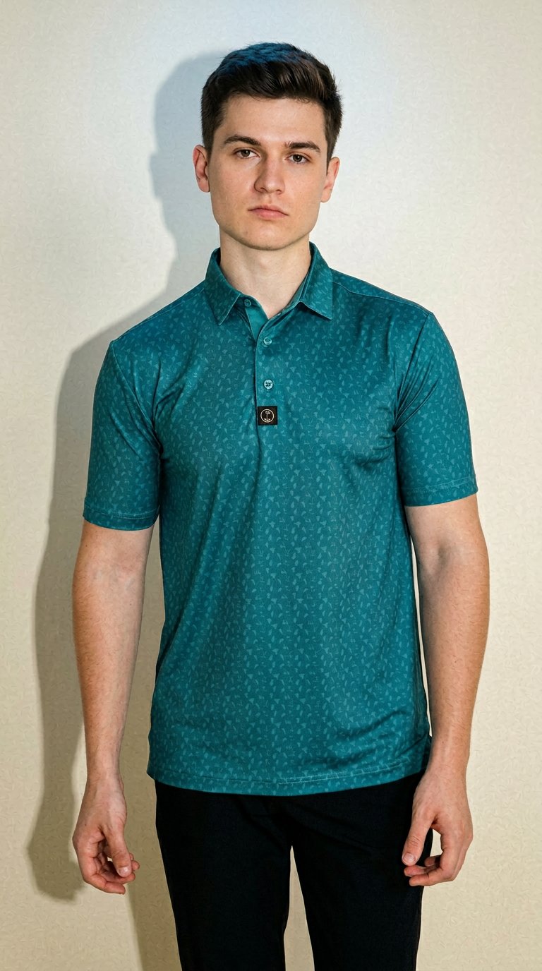 AI product shot of Sunday Green Polo