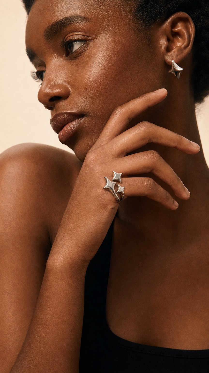 AI product shot of Triple Star Ring