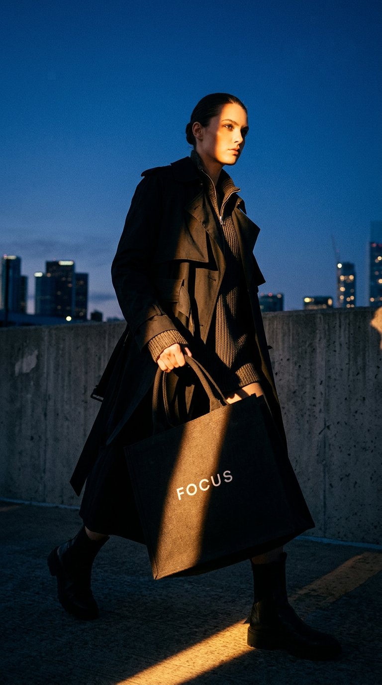 AI product shot of Tote Bag "FOCUS"