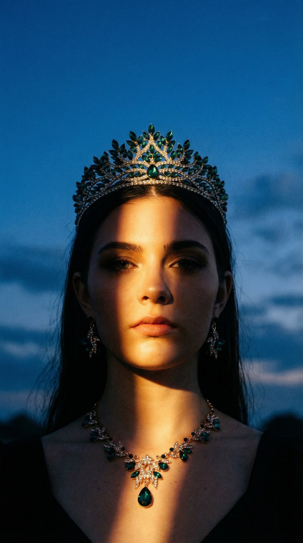 AI product shot of Crystal Laurel Bridal Tiara Jewelry Set