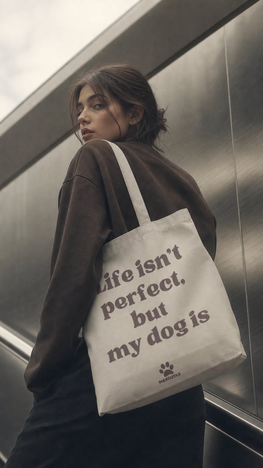 AI product shot of Tote Bag - Life isn't perfect, but my dog is.