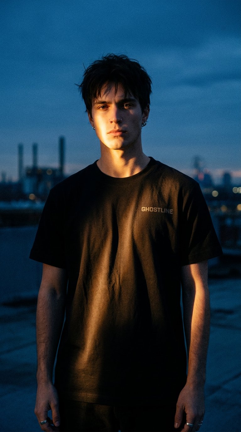 AI product shot of GhostLine Essentials Tee