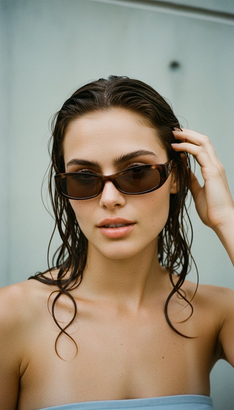 AI product shot of Small elongated sunglasses