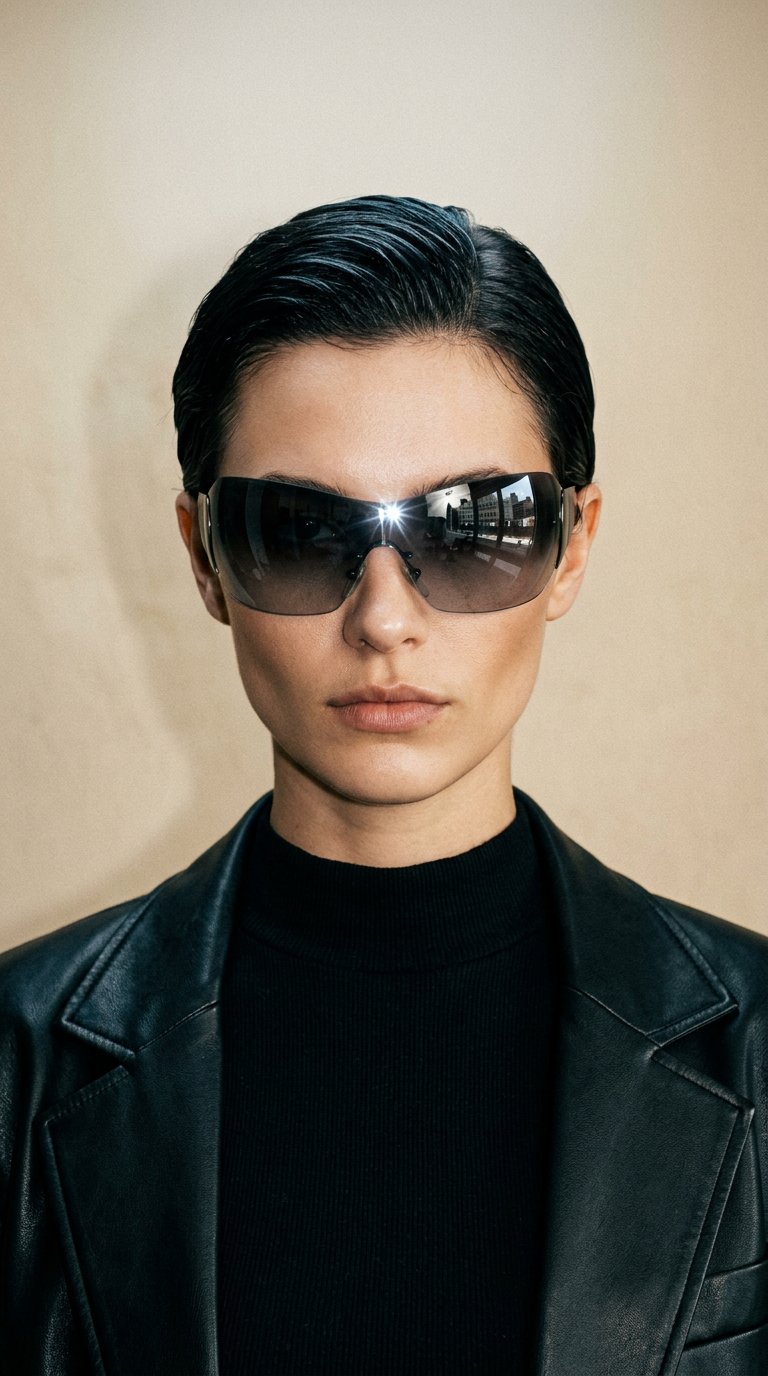 AI product shot of Prada Women's Black and Silver Sunglasses
