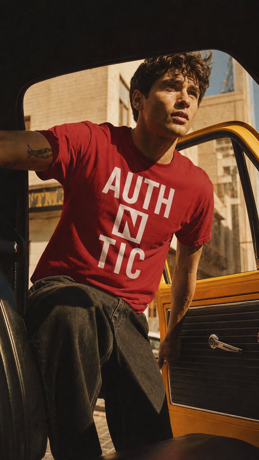 AI product shot of AUTH N TIC unisex tee