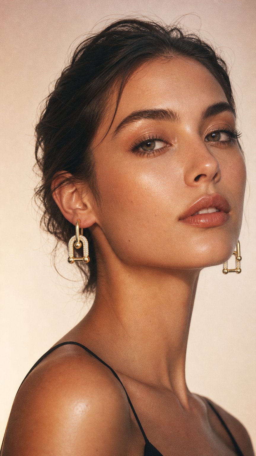 AI product shot of Pave Mini-Link Drop Earrings in Gold