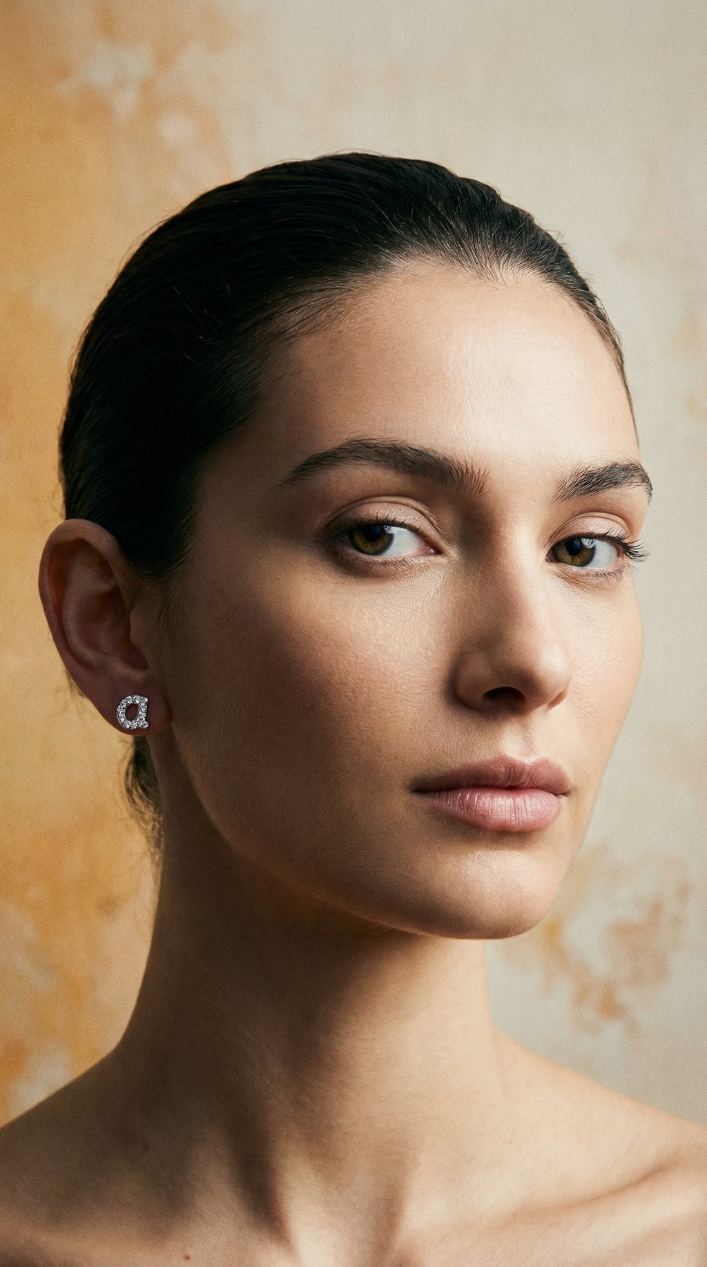 AI product shot of Mini Letter Pavé Stud