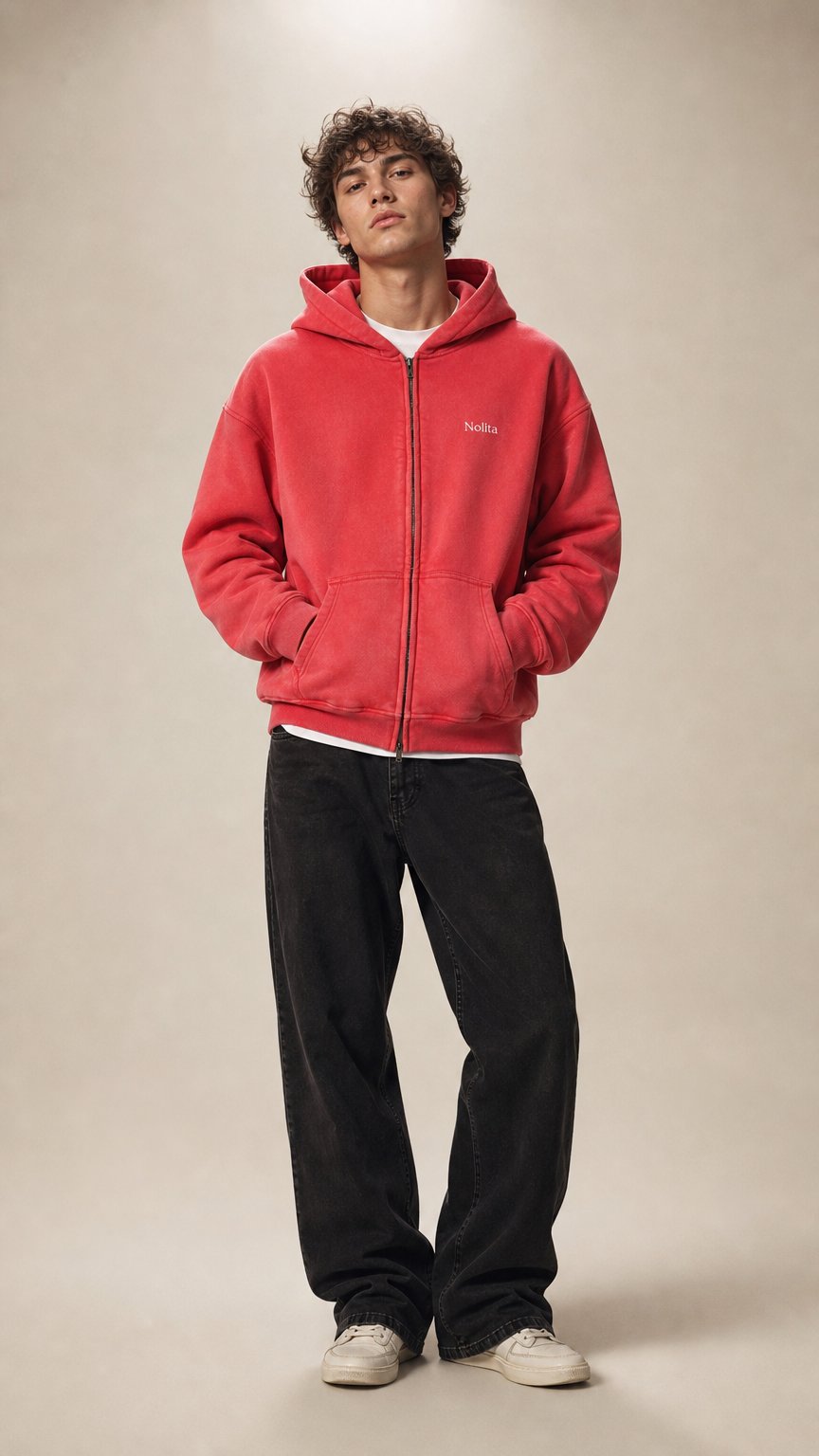AI product shot of Washed Boxy Hoodie