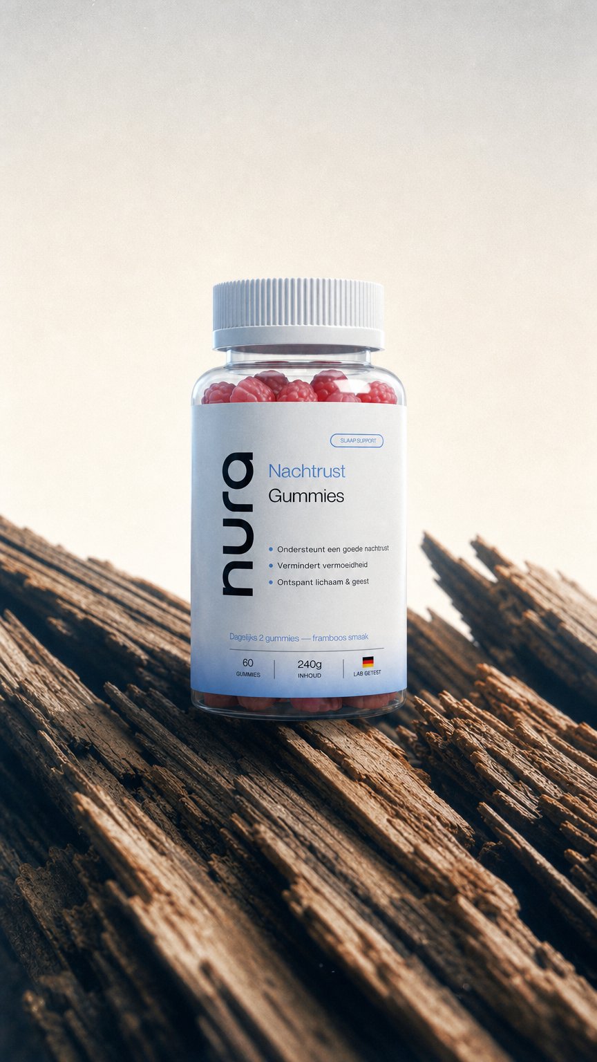 AI product shot of Nura Nachtrust Gummies - Frambozensmaak - 60 Gummies