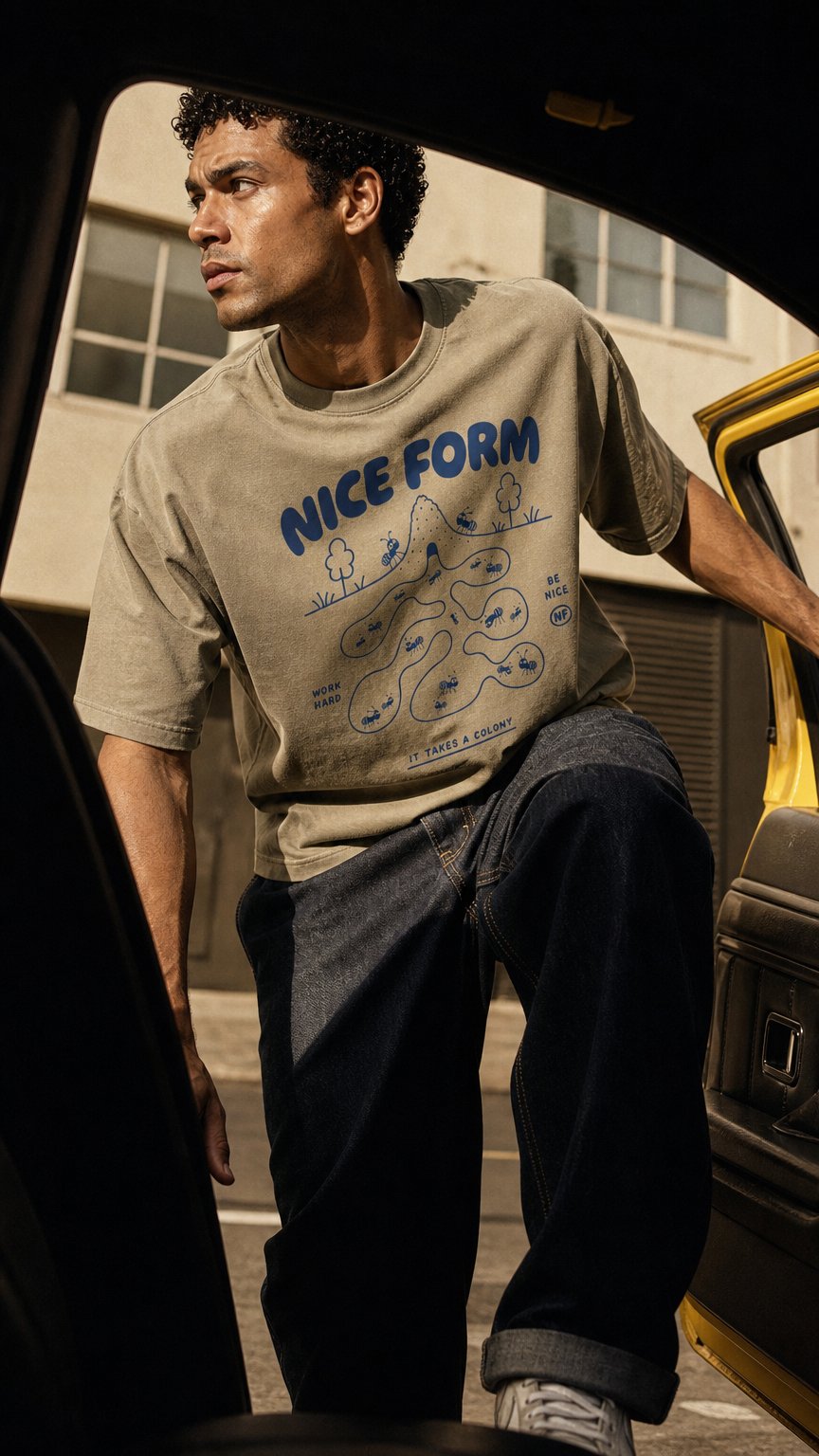AI product shot of "It Takes a Colony" Boxy Tee